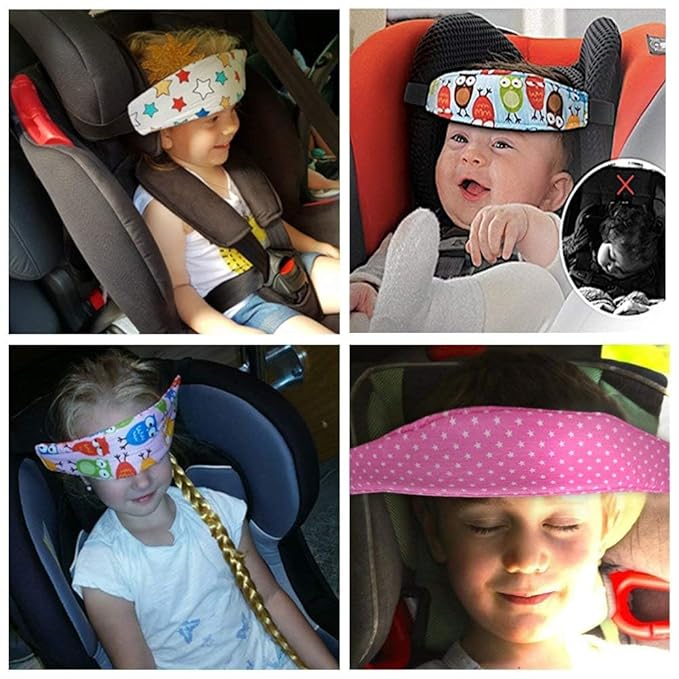 Luckyiren Head Support for Stroller Car Seat - Head Band Strap Headrest for Sleeping Traveling for Toddler Kids Children Child Baby Infant- Pink