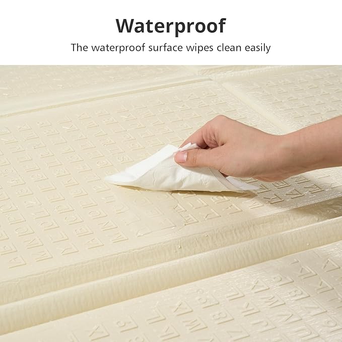 Foldable Baby Play Mat, PIGLOG 0.6 inch Waterproof Playmats for Babies and Toddlers Kids, Safe Foam Playmat for Tummy Time, 50“x50” Playpen Mat, Reversible Portable Baby Floor Mat for Infant, Circle