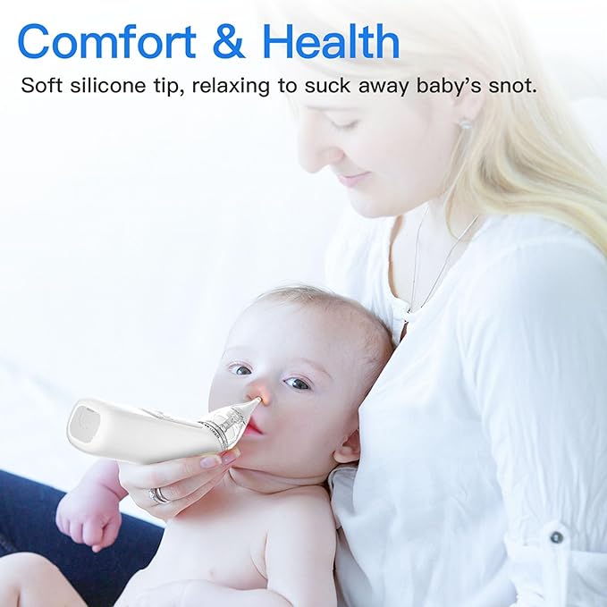 X-Bosak Nasal Aspirator for Baby, Electric Nose Sucker for Baby, Snot Sucker with 5 Levels Suction, Soothing Light & Nursery Rhymes (White)