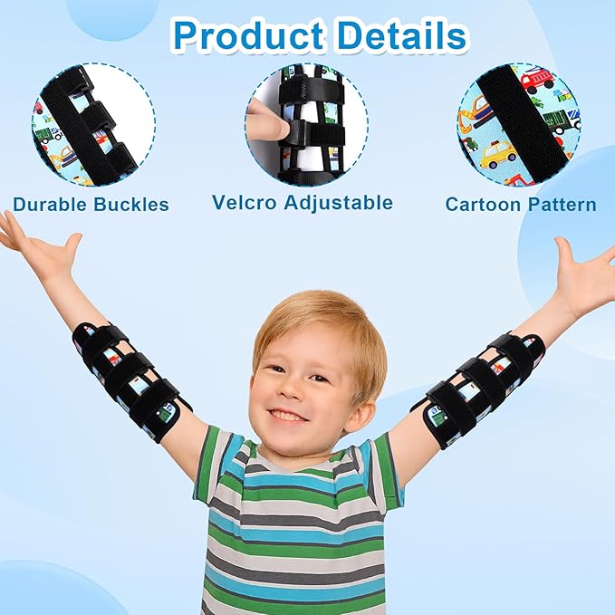 JFHNMLW 2 Pcs Thumb Sucking Deterrent, Sky Blue Automobile Elbow Thumb Guard for Thumb Sucking, Nail Biting Treatment for Kids Prevention Anti Nose Picking for Boys Girls Finger Sucking Prevention