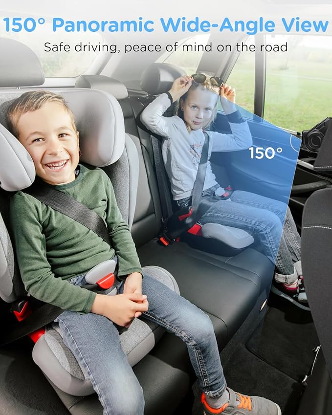 7" Touchscreen Baby Car Mirror, Baby Car Camera HD 1440P, View Infant in Rear Facing Seat with 150°Wide Angle, Night Vision, Easy Setup (Jet Black)