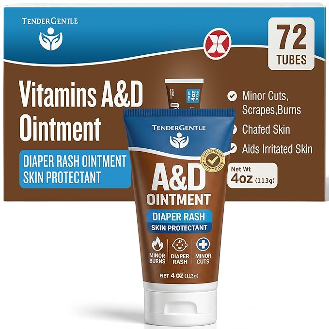 Vitamin A&D Ointment for Baby Diaper Rashes - 4 oz Tube, Case of 72 - A and D Ointment for Adults, Seniors, and Babies