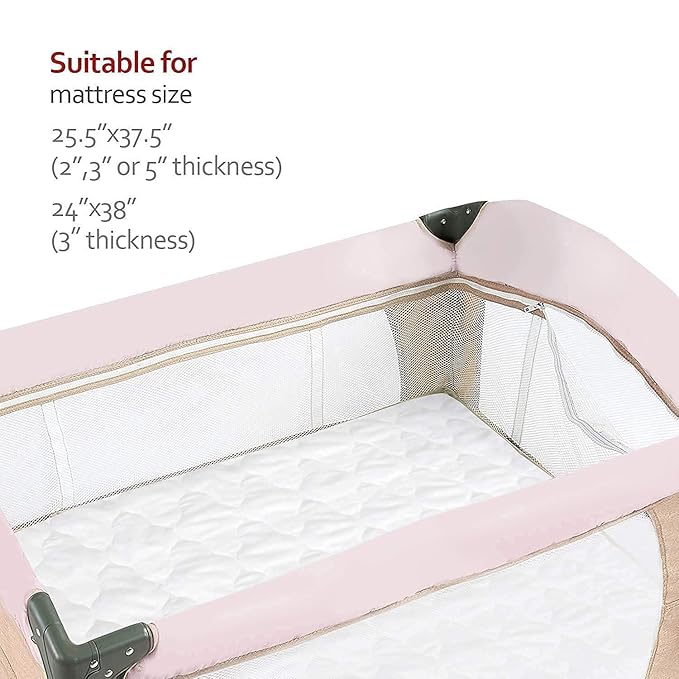 Pack n Play Fitted Sheet and Waterproof Pack n Play Mattress Pad, Soft and Breathable Cover Protector
