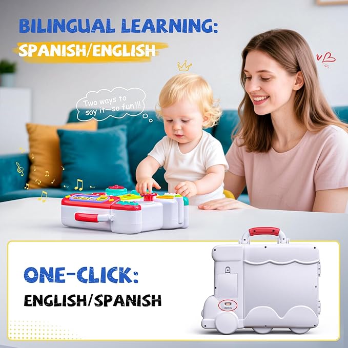 54-in-1 English & Spanish Busy Board Montessori Toys Gift for 1 2 Year Old Boys, Educational Montessori Toddler Boys Toys, Christmas Toys Gifts Toy for 1 Year Old Boy,1 2 Year Old Boy Toys Gifts