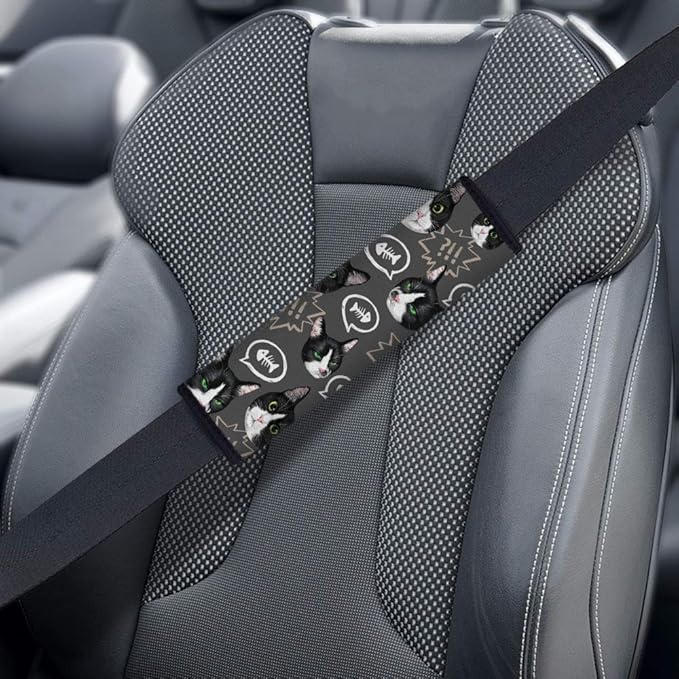WIRESTER Soft Car Safety Seat Belt Shoulder Pad Cover Design, Cushion Harness Comfortable Pad (Dog Face, Cat Face, Turtle, Mermaid Scale, Nebula Galaxy)