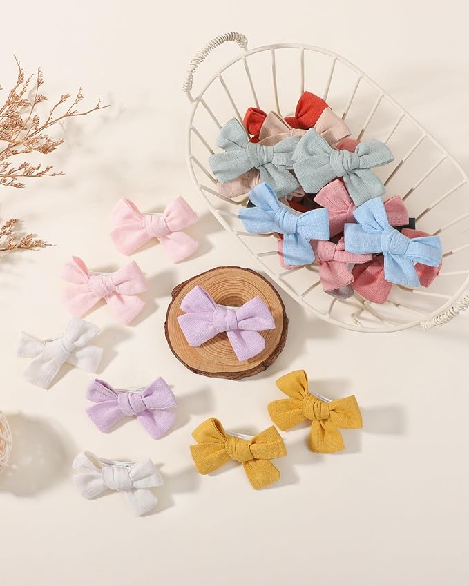 jollybows Mini Lined Hair Clips Bows for Babies, Infants, Toddlers, Girls and Teens - 24pcs 2" Tiny Barrettes