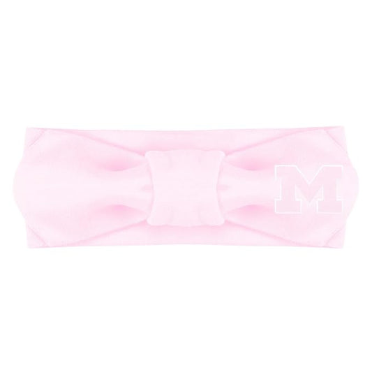 Creative Knitwear Michigan Wolverines Infant Girls Pink Solid Hair Knot Headband Embroidered Logo - Size Newborn - 4T