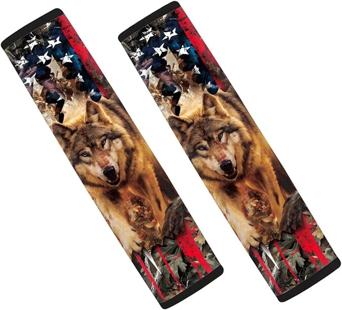 AFPANQZ Wolf Branch Car Seat Belt Pads Covers Harness Vehicle for Adults Kids 1 Pair/Set Safety Seatbelt Cushion Pads Kit Shoulder Straps Pads for Bags