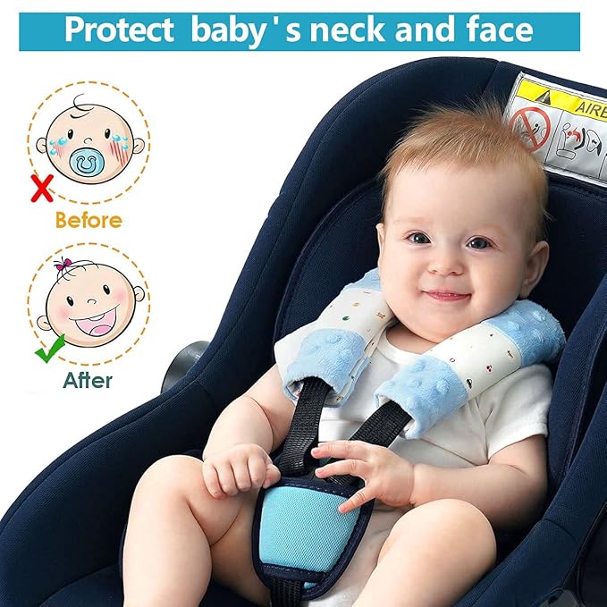 4 Packs Baby Car Seat Straps Cover Shoulder Pads for Baby, Baby Car Seat Belt Pads Seat Belt Covers for All Car Seats/Pushchair/Stroller (5.9‘’X2‘’in)