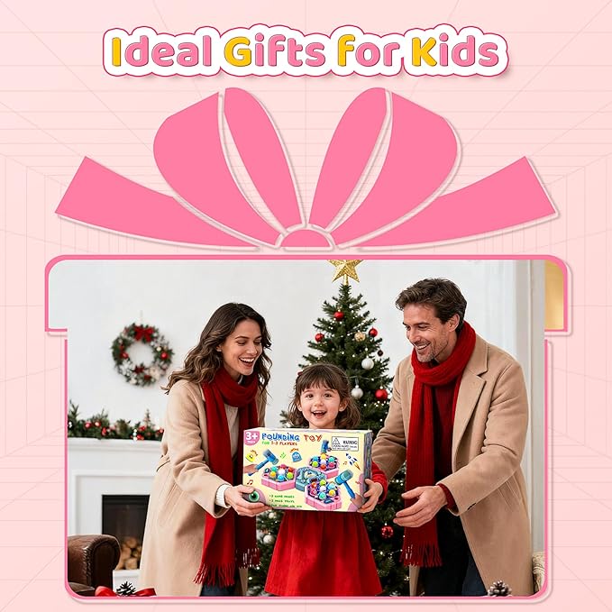 WAYKEE Whack a Game Mole, Toys for 3 4 5 6+ Year Old Girls Boys, Whack a Game for Kids, Gifts for 3-12 Year Old Girls Boys, Interactive Educational Toys with Multiplayer Hammers Sound and Light