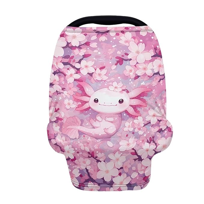 Axolotl Baby Carseat Cover Pink Multi-use Breathable Nursing Cover,High Stretchy Infant Carseat Canopy Stroller Cover,Car Seat Covers for Bbies, Boys & Girls