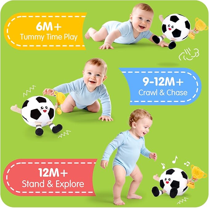 hahaland Baby Crawling Plush Toy for 6 12 18 Months – Musical Dancing Bouncing Toys, Voice Repeat Interactive Tummy Time Toy for Boys & Girls, Birthday Gift for Infants