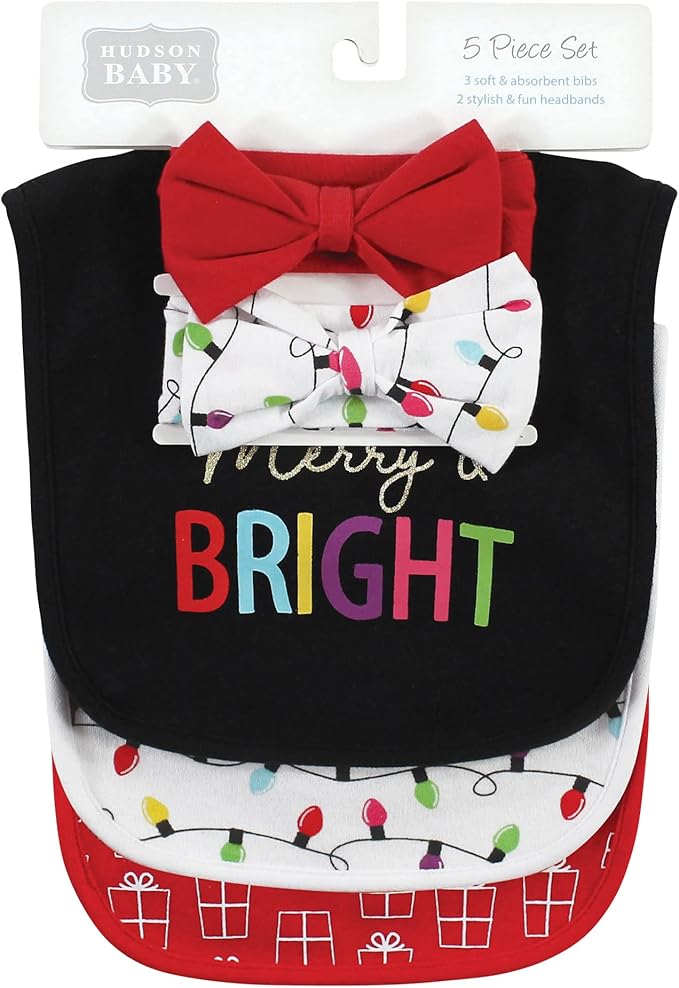 Hudson Baby Unisex Baby Cotton Bib and Headband Set