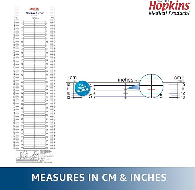 Hopkins Medical Infant Measure Mat II: Precise Baby Height Measurement - Easy-to-Use, Comfortable & Durable Infantometer for Health Professionals