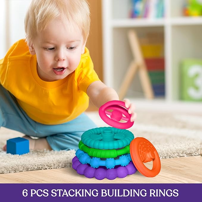 Silicone Baby Stacking Teething Toys | Soft, Interactive and Fun Stacking Rings for Babies Boy, Girl, Multicolor