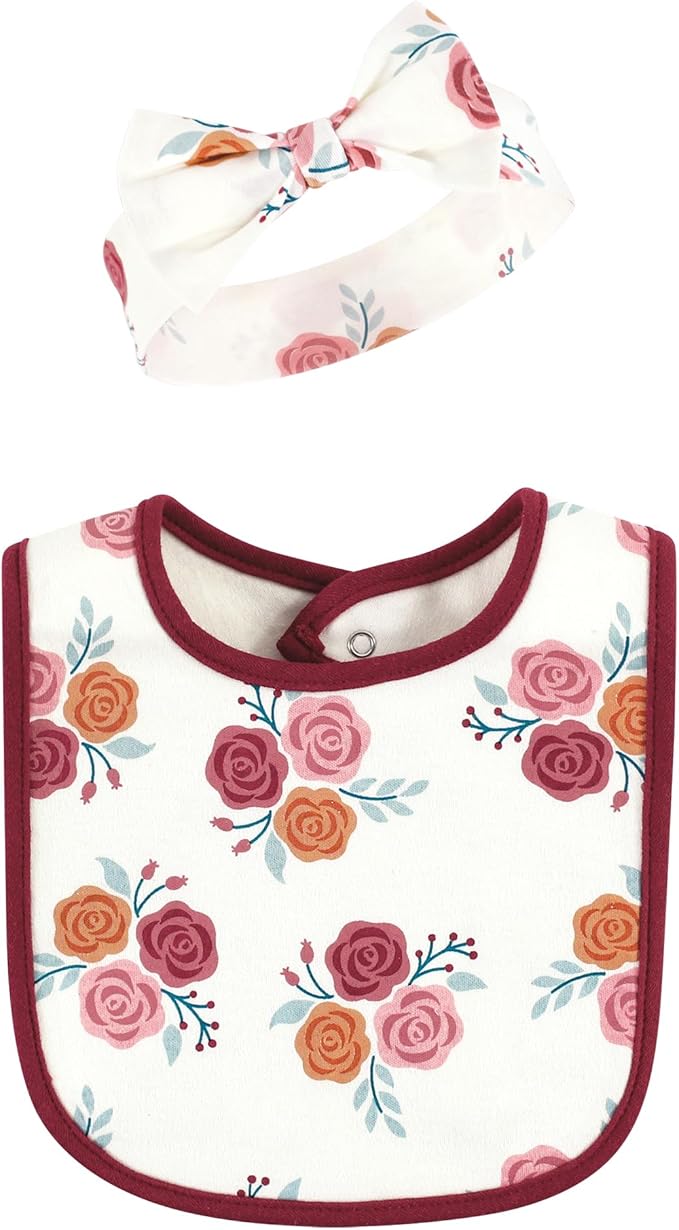 Hudson Baby Unisex Baby Cotton Bib and Headband Set