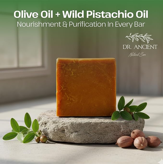 Dr.Ancient Wild Pistacia Bittim Soap Bar Organic Natural Vegan Traditional Handmade Antique - No Chemicals, Pure Natural Soaps!