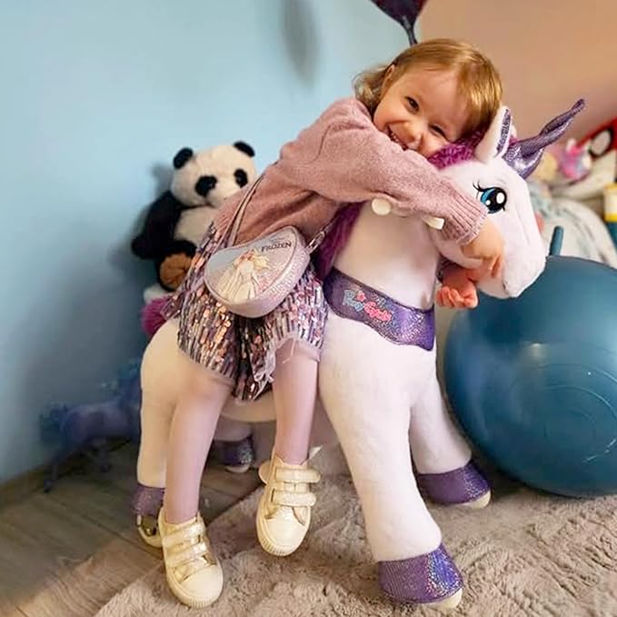 PonyCycle Ride on Unicorn Toys Rocking Horse,Essential Model E Riding Unicorn Mechanical Moving Walking Horse, Giddyup for Children 3 to 4 Years Old Spirit Horse Toys Girls Riding Toys Purple E313