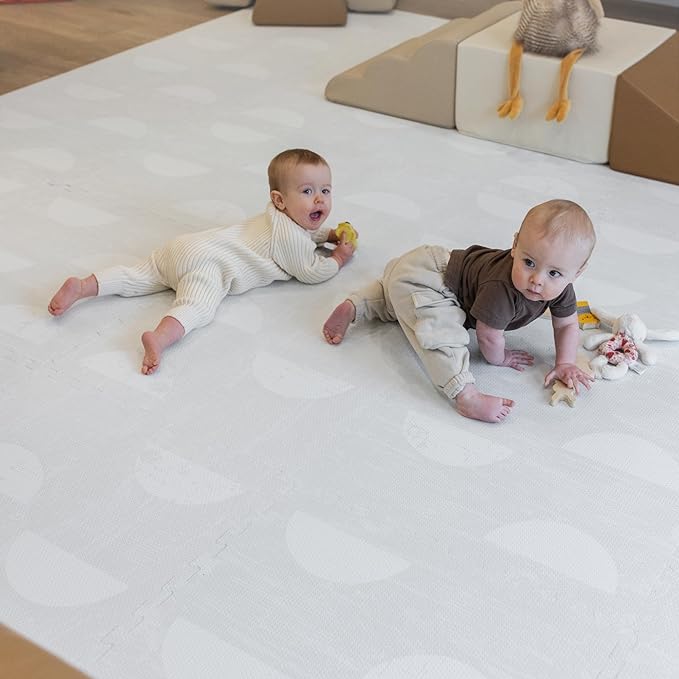 Little Landings Baby Play Mat for Floor - Aura Pearl (6x8ft) - Premium EVA Foam Play Mat for Babies & Toddlers (Ages 0-5+) Non-Toxic Playmat for Tummy Time, Crawling & Playroom - Stylish & Comfortable