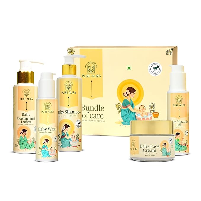 Winter Special Baby Care Kit | Moisturising Lotion + Baby Wash + Shampoo + Face Cream + Massage Oil | Ayurvedic | Chemical-Free | for Soft & Sensitive Skin