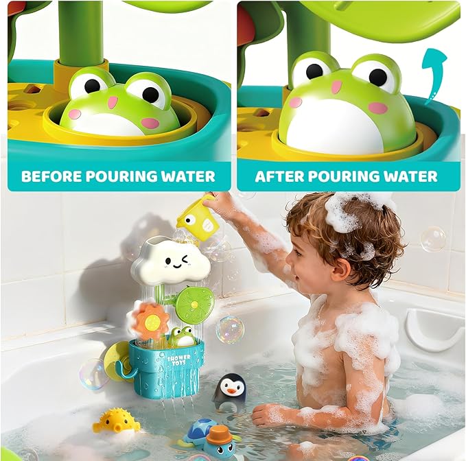 Sitodier Bath Toys for Toddlers 1-3,Baby Waterwheel Bathtub Toy with Suction Cup,Kids Bath Tub Shower Playset,Infant Bathtime Fun Xmas Birthday Gift for 12-18 Months 1 2 3 4 Years Old Baby Girls Boys
