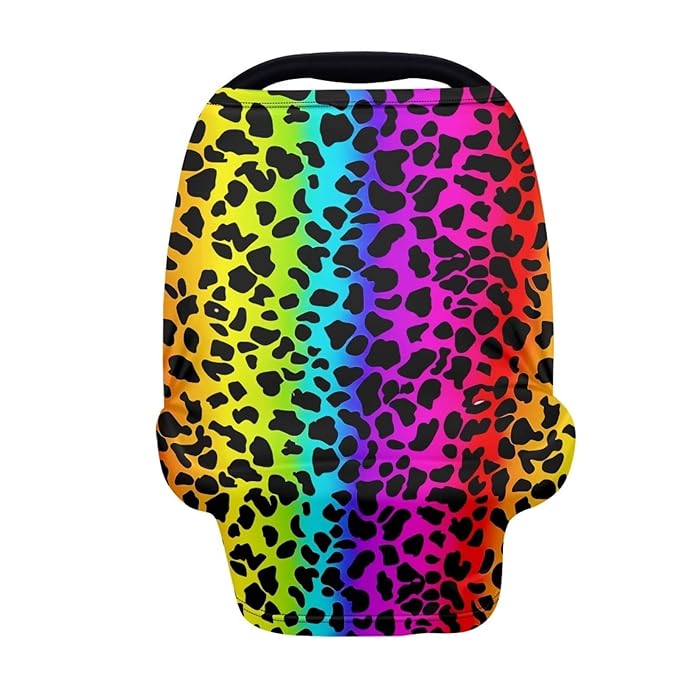 Youngerbaby Leopard Colorful Nursing Cover Carseat Canopy Car Seat Covers for Babies Mom Breastfeeding Scarf Infant Multi Use Cover for Baby Stroller Shopping Cart Feeding High Chair