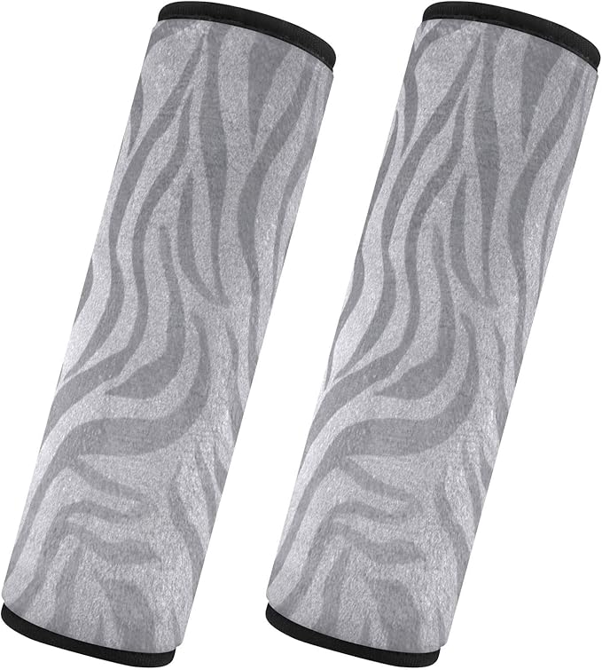 2 Pack Seatbelt Covers Seat Belt Cover Pad for Adults Boys Girls Car Seat Strap Covers Pads Cushion Universal Shoulder Strap Pad Protector for Backpack Camera Bag 6.5 Inch Light Silvery Zebra Print