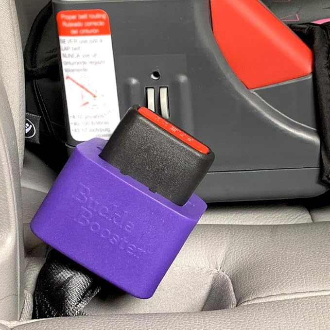 (1) Car Seat Belt/Booster Seat Receptacle Stabilizer by Buckle Booster with Fun Safety Stickers - BPA-Free