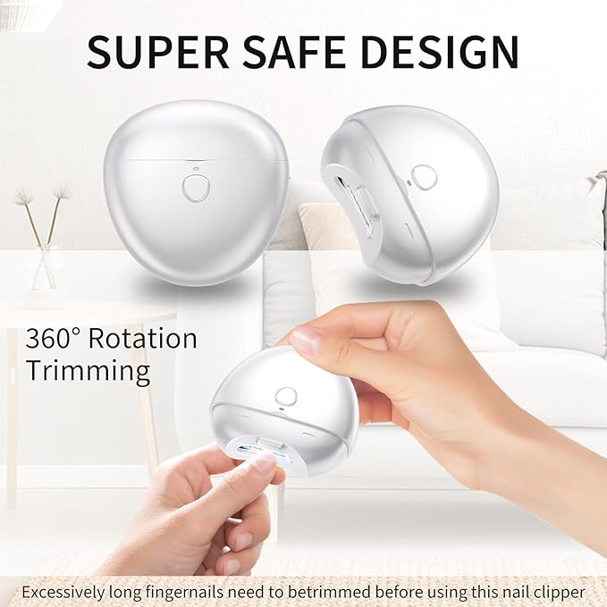 Automatic Nail Clipper for Baby, Electric Nail Trimmers with LED Light & 2 Speeds 2026 Upgraded USB Rechargeable Fingernail Trimmer with Clip Storage Safe for Seniors