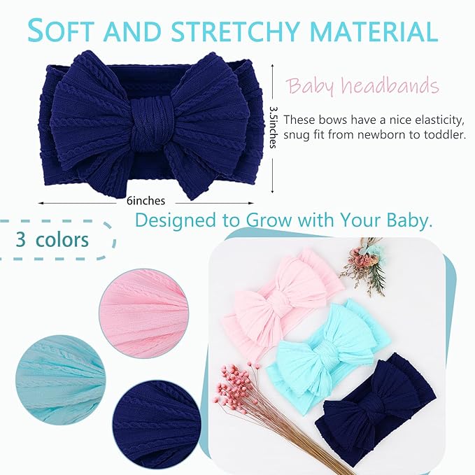 LemonSpace Handmade Baby Girls Headbands Soft Stretchy Nylon Hair Bands Hair Accessories with Bows for Newborn Baby Girls Infant Toddlers Kids