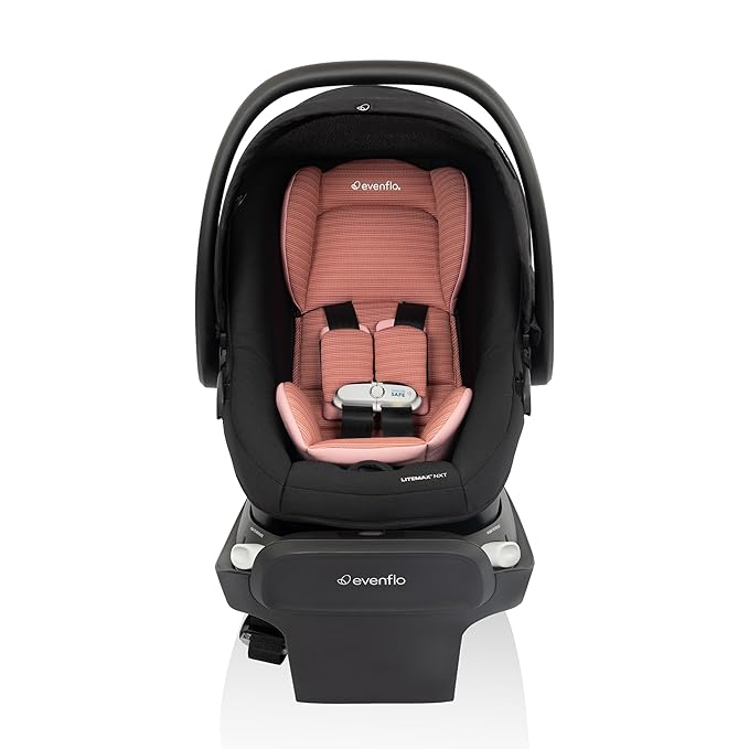 Evenflo Revolve180 LiteMax NXT Rotating Rear-Facing Lightweight Preemie and Infant Car Seat 3-30lbs. Easy Install with Base (Rose Pink)