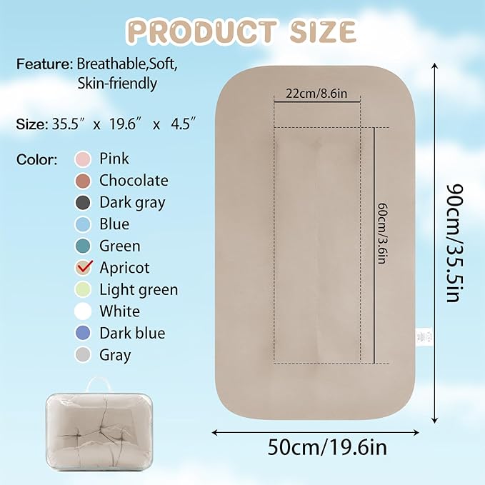 Baby Lounger for Newborn, Bionic Design Baby Lounger, Soft Organic Cotton Breathable Lounger for Infants 0-18 Months (Cream Grey)