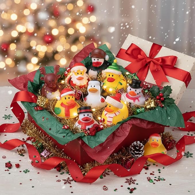 Sratte 36 Christmas Rubber Duck Bulk, Mini Santa Rubber Duck Bath Toys Assorted Xmas Party Decorations for Christmas Party Favors Stocking Stuffers Gifts for Coworkers Class (Santa Style)