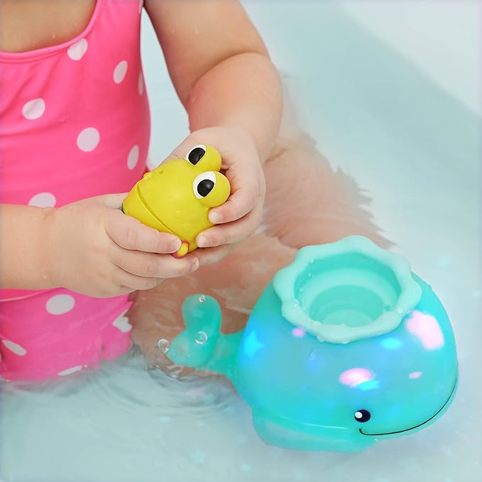 B. toys – Animal Bath Toys – Color Changing Frog Bath Squirt & Light – Up Whale – Baby Bath time Set – Glowing Lights – 6+ Months – Glow & Splash