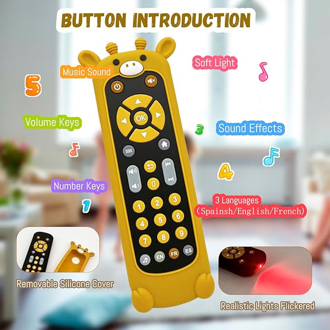 Baby Remote Control Toy with Music and Light - On The Go Remote - Toddler Early Education Learning Toys & Gifts for Boys & Girls Ages12-18 Months (Giraffe)