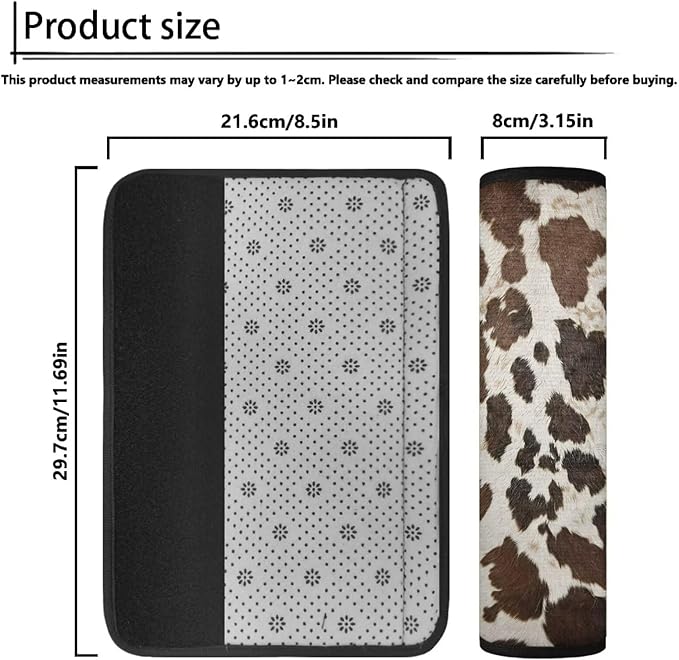 Seat Belt Cover Pad 2 Packs Shoulder Protectors Cow Print Easy to Clean Seatbelt Cushion Suitable for Car Seat Belt Backpack Shoulder Bag Great Gifts for Women Men