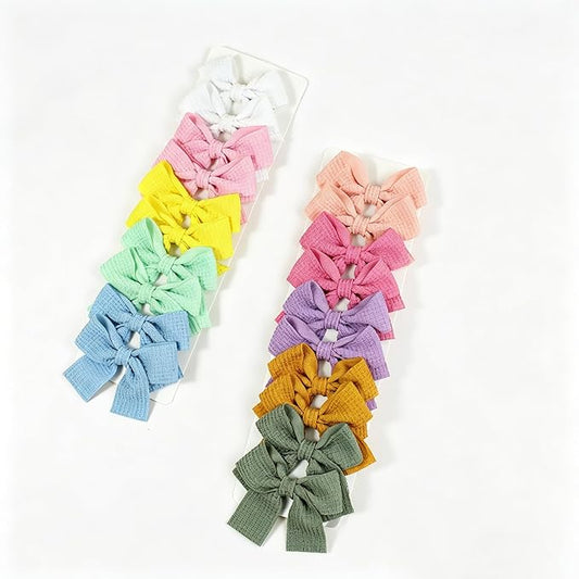 20PCS Baby Girl Dog Gift Wrap Hair Bow Clips Barrettes Colorful Waffle Textured Bow Hair Clips for Girls, Cute Butterfly Accessories Alligator Clip for Little Girls Toddler Kids Teens