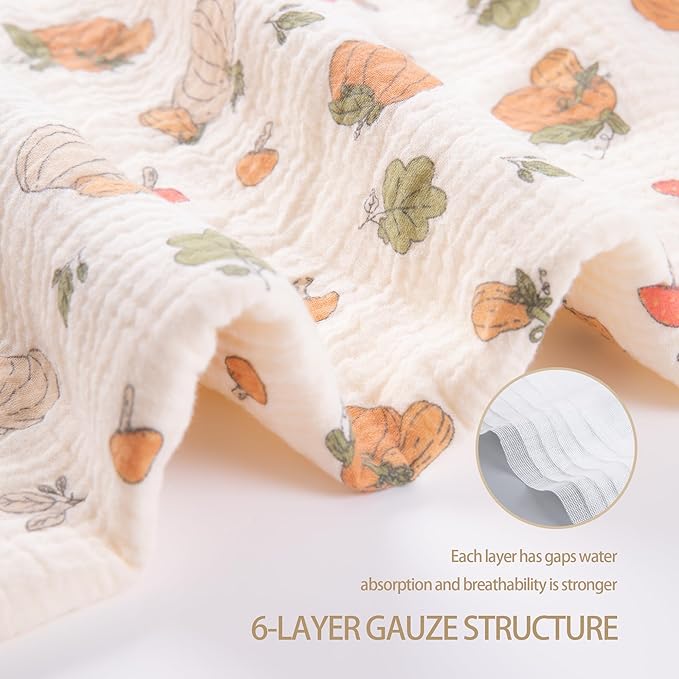 Hooded Towel Muslin Hooded Towel Made from Organic Cotton 6-Layer Cotton Bath Towel, Soft Bath Towels 25x51inches for Toddler Baby