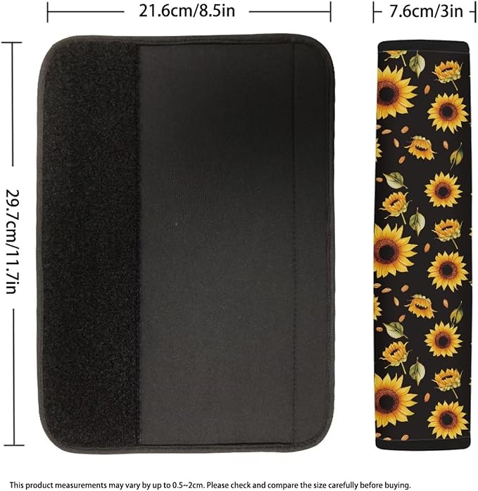 AFPANQZ Sunflowers Pattern Seat Belt Pad Cover for Women Adults Kids Safety Seatbelt Pad Cushion Adjustable Comfortable Driving Schoolbag Straps Pads