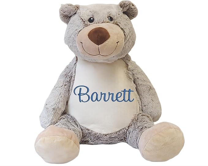 Personalized Birth Stats Plush Bear with Name & Date | Custom Nursery Keepsake | Newborn Shower Present for Boys or Girls