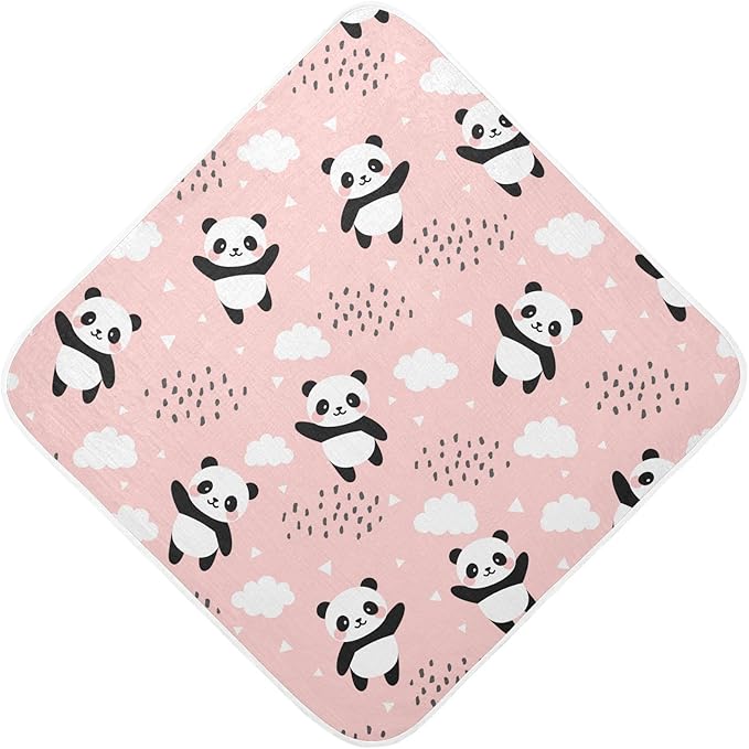 Pink Panda Baby Boys Girls Bath Towel Cute Cat Bear Hooded Towels Newborn Toddlers Organic Cotton Washcloths Shower Beach Towel 35 x 35 Inch