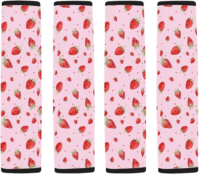 UNICEU Pink Strawberry Printed Neoprene Car Seatbelt Cushion Coversfor Women,Strawberry Car Accessories Seat Belt Covers Shoulder Pads Seatbelt Strap Cover for Cars,Backpack Shoulder Strap