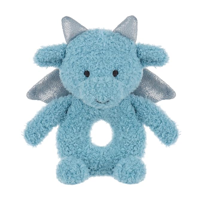 Apricot Lamb Dragon Rattle Soft Baby Rattle for Boys and Girls, Plush Stuffed Animal Rattle Toy Lovey for The Newborn, 0-3 Months, 0-6 Months and Above