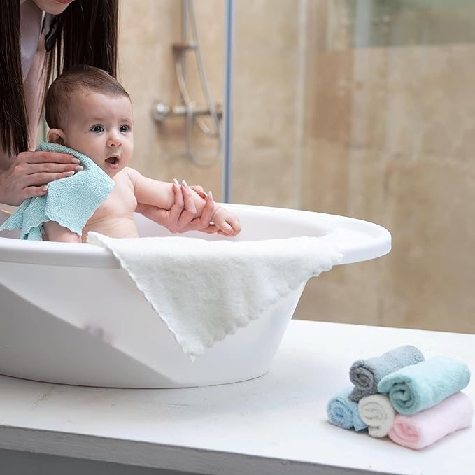 Slick Baby Washcloths - 10"x10", 12 Pack, Soft, Colorful Wash Clothes for Newborns & Infants