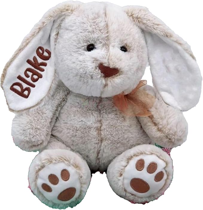 Personalized Plush Stuffed Bunny Animal Toy for Kids, Embroidered Bunny Easter Gifts Bunny Doll Easter Gift Toddler Toys Newborn Toys For Baby Welcome Parties, Easter, Thanksgiving, Christmas