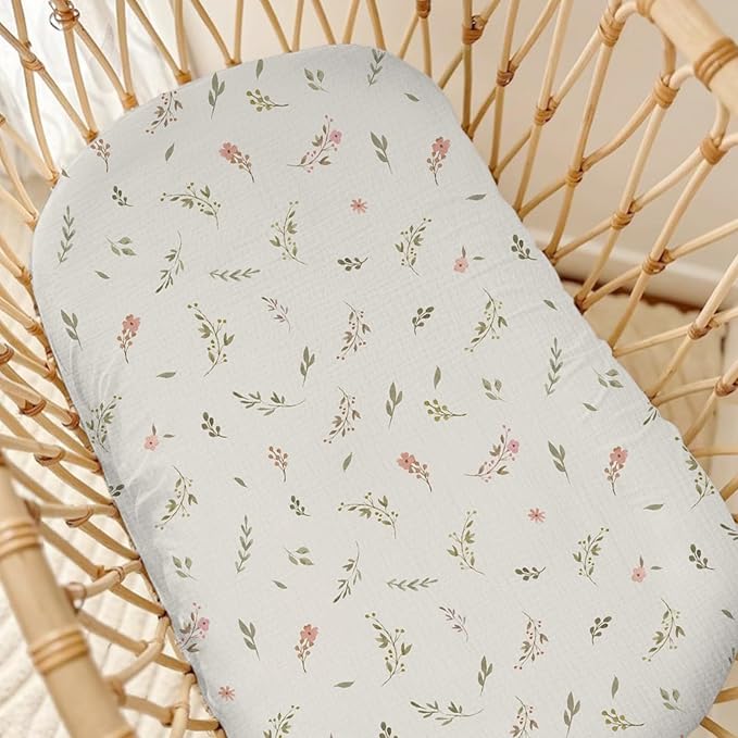 Muslin Baby Lounger Cover 2 Pack, Soft Breathable Newborn Lounger Pillow Cover for Boys Girls Infant (Flower F & Pink)