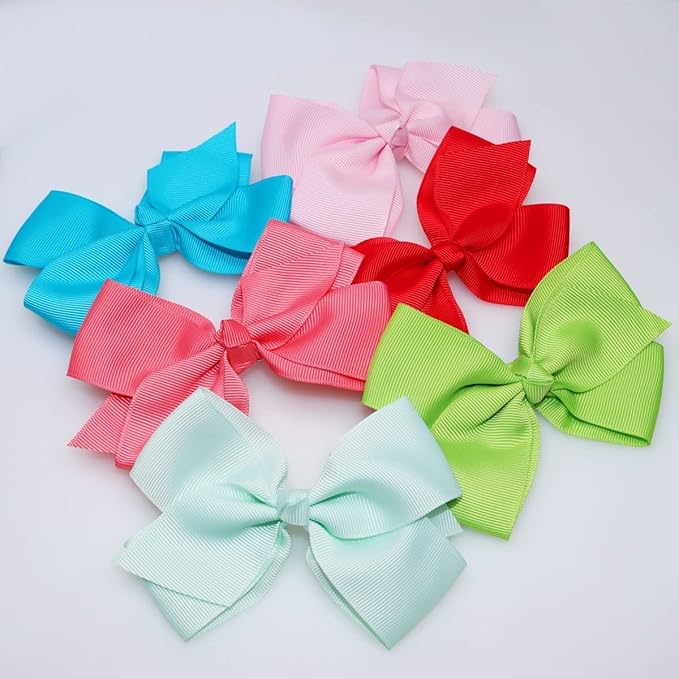 WillingTee 40 Colors Hair Bows for Fine Hair Big 4.5 Inch Grosgrain Ribbon Hair Bow Alligator Clips for Baby Girls Infants Toddlers Children