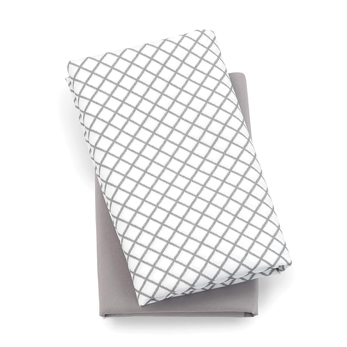 Chicco Lullaby Playard Sheets - Grey Diamond 2-Pack, Grey/White