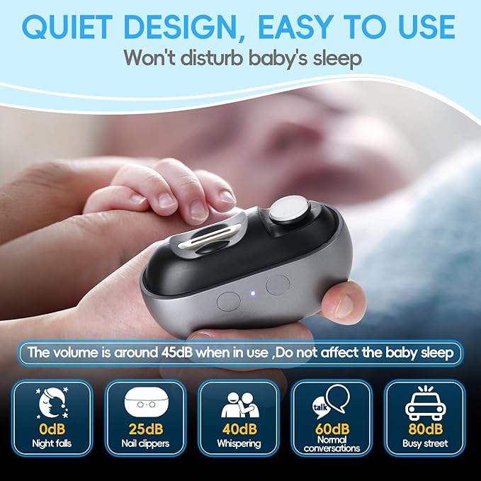 Electric Nail Clipper, 3 in 1 Electric Nail Trimmer and Polisher with LED Light & Clip Storage, USB Rechargeable, 2 Speed Electric Nail File for Baby, Kids, Caregivers, Seniors
