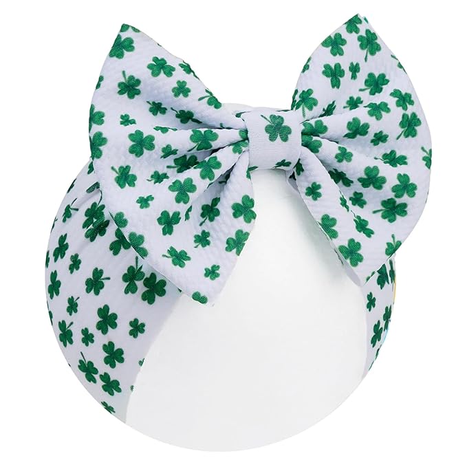 Green Baby Bow Headbands Hair Bow for Girts Toddler Baby Shamrock Headband Bows 6-24 Months.(FD104-Green)